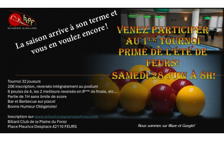 Organisation du premier tournoi primé de Feurs de l'été!